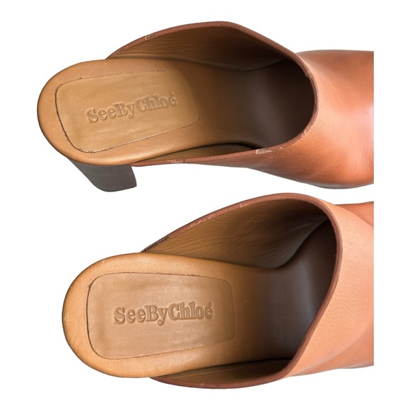 See by Chloe Women's Alex Leather Clog Platform Sandals Brown Size 40 EU/10 US - Picture 10 of 14